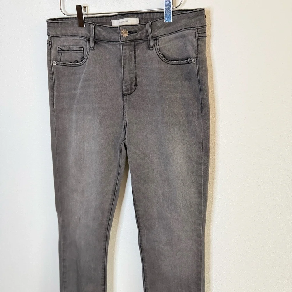 Hidden Jeans Gray Distressed Raw Hem Skinny Jeans Size 29 Stretch - Picture 2 of 11